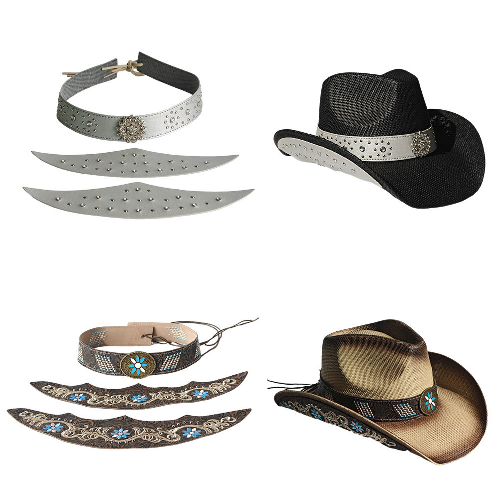 Cowboy Hat Straw - Chapéu de cowboy conjunto de três
