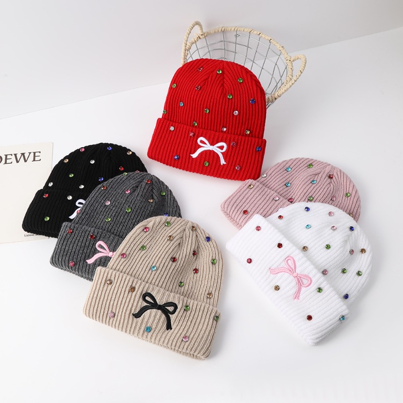 Beanie Cuffed Knit - Gorro de malha feminino com strass