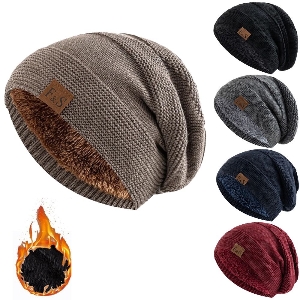 Beanie Cuffed Knit - Gorro de inverno casual com forro