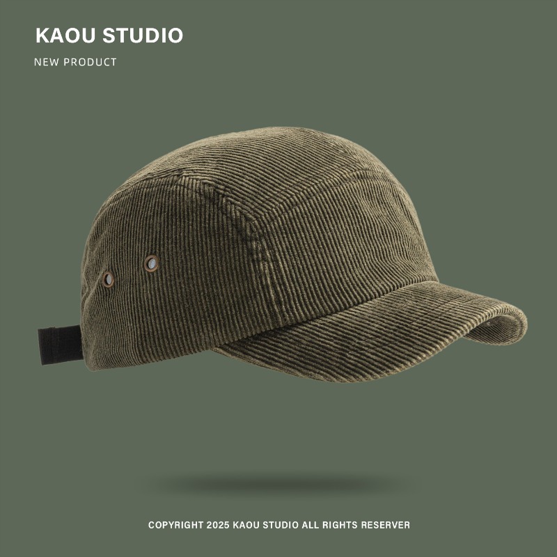 Corduroy Cap 5 Panel - Boné de beisebol japonês retrô de