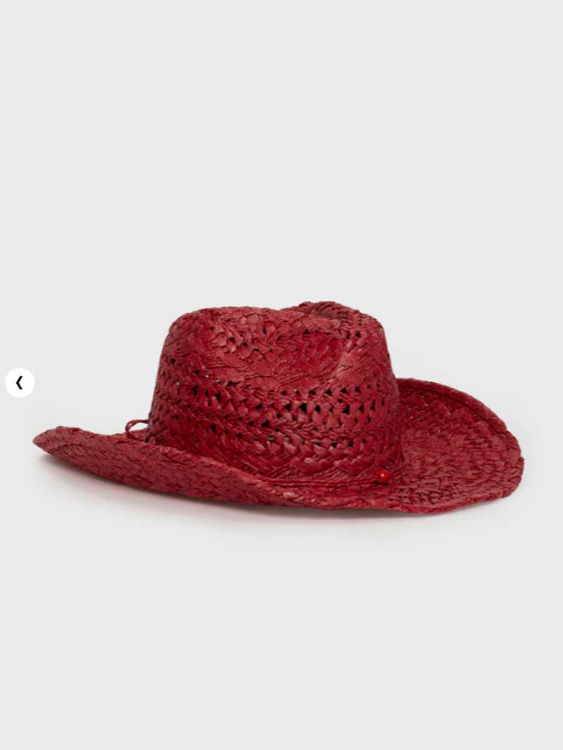 Chapéu de cowboy vermelho pint - Cowboy Hat Straw avaliação e preço